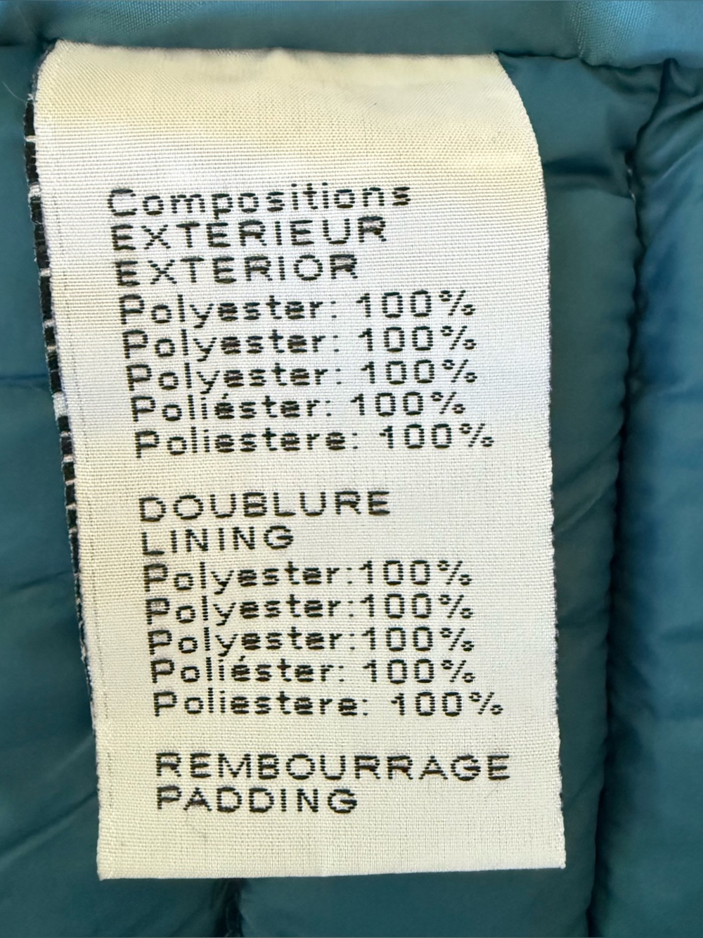 Melya Melody Paris Puffer Jacket Denim Trim Teal Quilted Layered Look Women's M - Picture 8 of 9